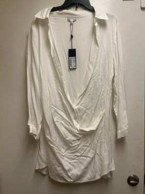 Gianni Bini Ivory Draped Cowl-Neck Blouse